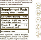 Solgar Dry Vitamin A dietary supplement bottle label