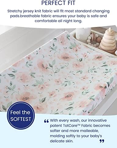 TotAha hypoallergenic jersey-knit diaper changing pad sheet set in Meredith Allover Floral design
