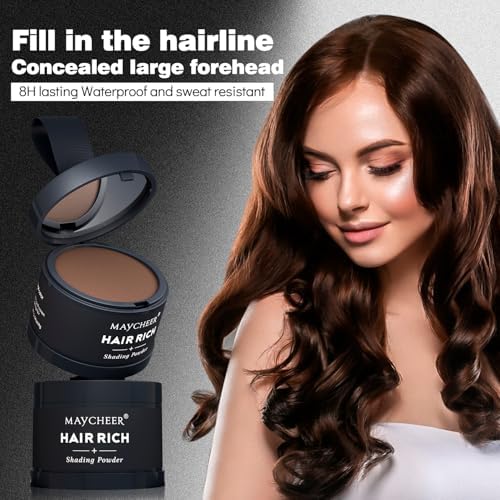 Model demonstrating root touch up with Maycheer Hairline Powder