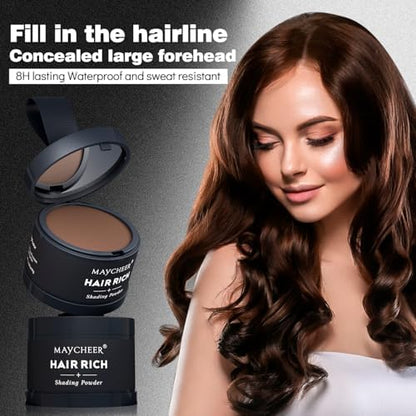 Model demonstrating root touch up with Maycheer Hairline Powder