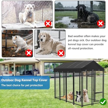 Black weather resistant dog cage topper folded inside its convenient zippered storage bag