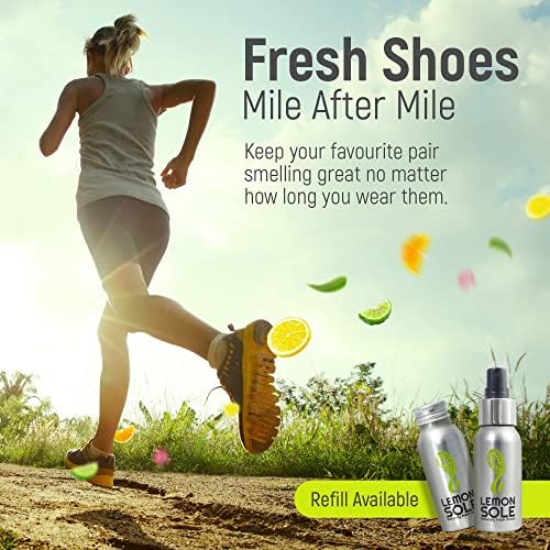 Lemon Sole natural spray being used on athletic sneakers