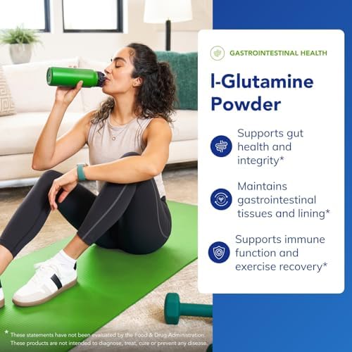 Pure Encapsulations L-Glutamine Powder open tub showing fine powder texture