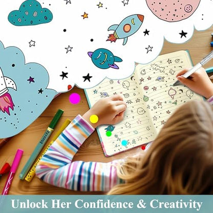 Side profile of hardcover butterfly journal for girls