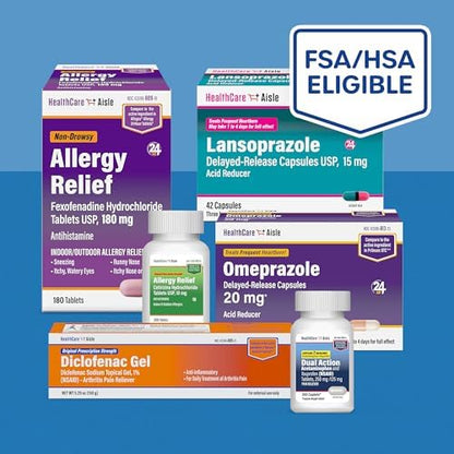 Side profile of HealthCareAisle 1 percent diclofenac sodium topical gel carton box highlighting warnings and ingredients