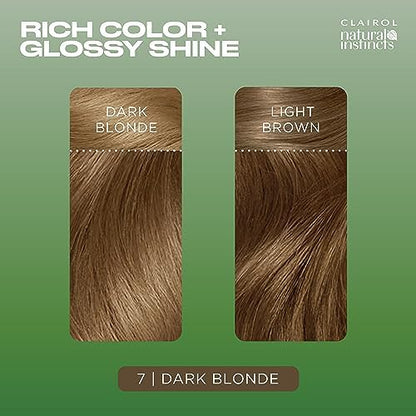 Close up view of the non drip cream formula logo on the Clairol Natural Instincts hair color box.