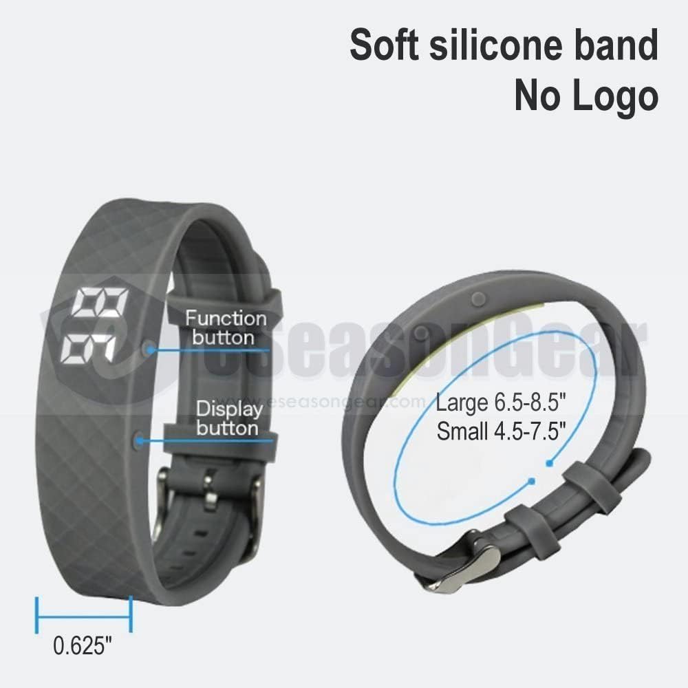 Back view of the eSeasonGear VB80 12 alarm watch illustrating the integrated USB charging port connection area and secure buckle system.
