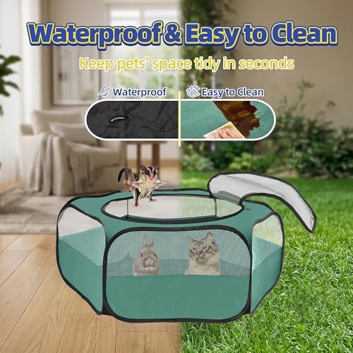 Small Animal Playpen with Mesh Cover & Waterproof Bottom Cat Tent Chicken Brooder Rabbit Guinea Pig Cage Playpen for Small Animals Indoor Outdoor Use - Image 4