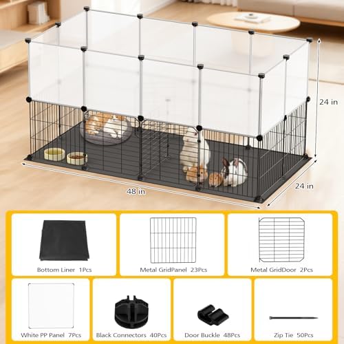 XiaZ Small Animal Playpen 26 Panels, Guinea Pig Cages with Waterproof Mat 47.2" x 23.6" x 23.6",Puppy Play Pen for Chicken,Pet Fence for Rabbit,Bunny,Ferrets,Hamsters,Hedgehogs Indoor - Image 7