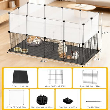 XiaZ Small Animal Playpen 26 Panels, Guinea Pig Cages with Waterproof Mat 47.2" x 23.6" x 23.6",Puppy Play Pen for Chicken,Pet Fence for Rabbit,Bunny,Ferrets,Hamsters,Hedgehogs Indoor - Image 7