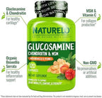 Naturelo joint support supplement bottle back view with supplement facts and ingredients.