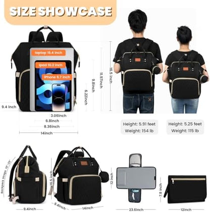 Rosegin large 35 litre diaper bag attached to a stroller handle using integrated straps.