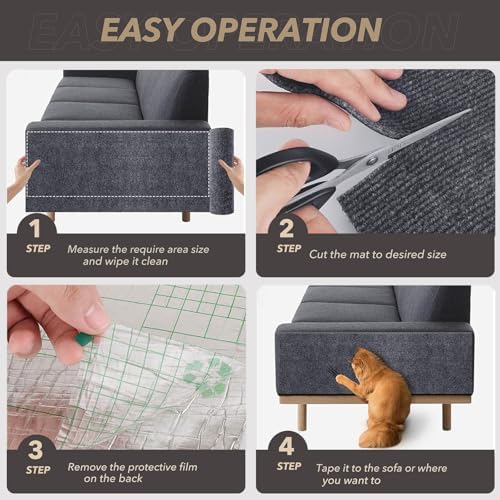 Dark grey cat climbing wall mat applied to home wall steps as an anti scratch decorative solution.