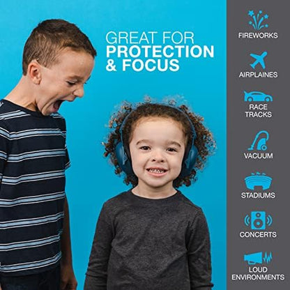 JLab JBuddies Protect earmuffs in packaging showing age versatility