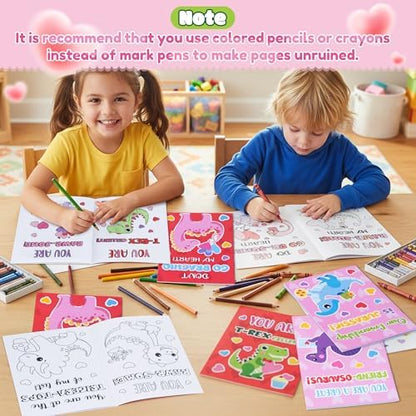 Child hand holding a mini 4.9 by 6.9 inch Dvbonike coloring booklet demonstrating its portable size for classroom gifting.