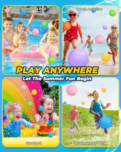 Children holding the eco friendly summer pool toys at a birthday beach party