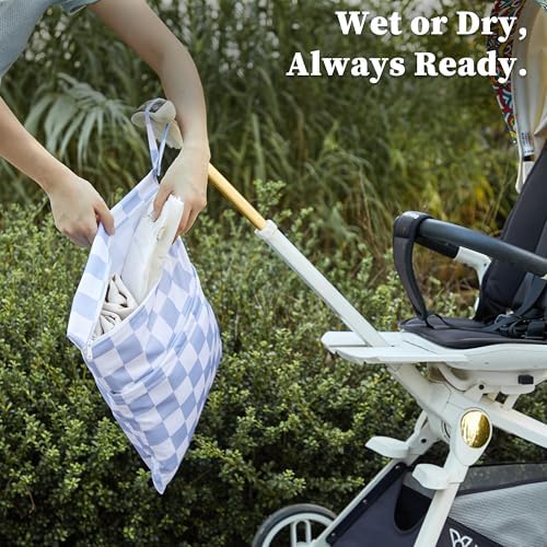 Ohocut diaper bag hanging on a stroller handle
