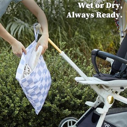 Ohocut diaper bag hanging on a stroller handle