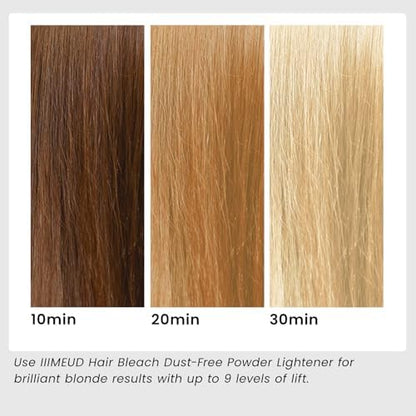 Close up view of Yourtone dust free professional hair decolorant powder package contents