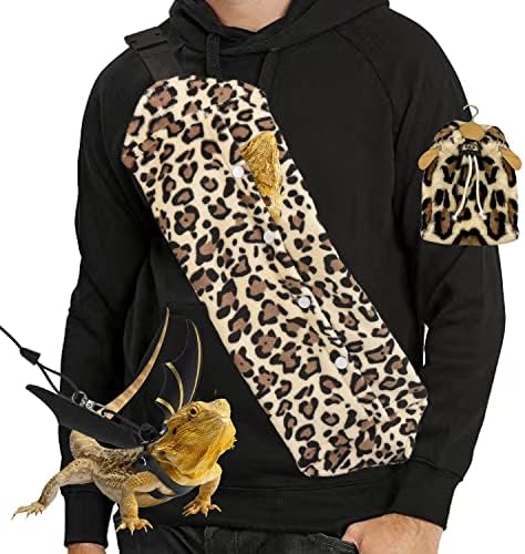 Leopard pattern reptile sling carrier for bearded dragon