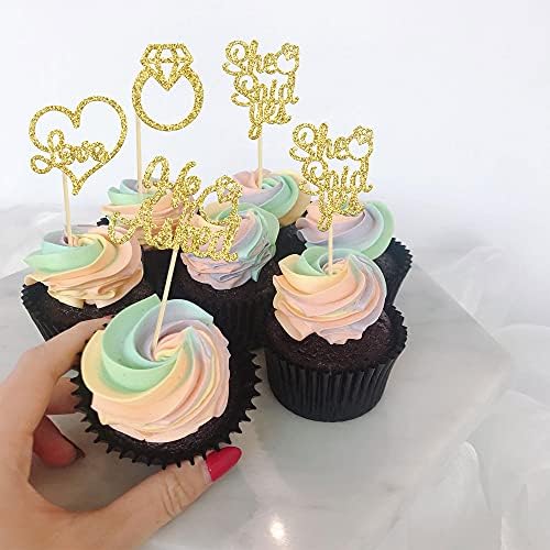 He Asked She Said Yes romantic cake toppers for wedding desserts