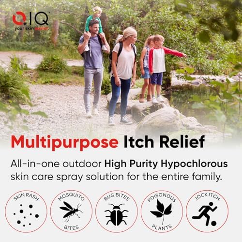 QIQ hypochlorous acid spray packaging showing active ingredients for eczema relief