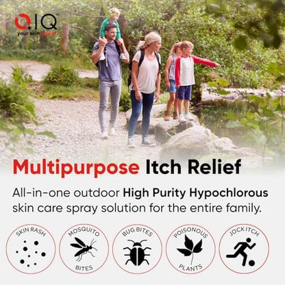 QIQ hypochlorous acid spray packaging showing active ingredients for eczema relief