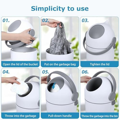 Hands-free handle operation demonstration for the Baby and Toys USA bin.