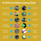 Premium black twelve sided sensory toy for ADHD relief showing smooth worry stone side
