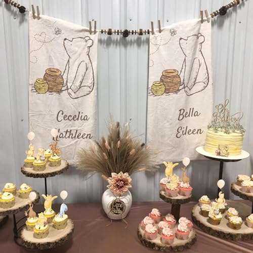 Double-sided cardstock Pooh bear cake decorations on desserts