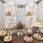 Double-sided cardstock Pooh bear cake decorations on desserts