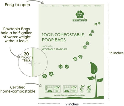 Leak Proof Compostable Poop Bags By Pawtria Top View