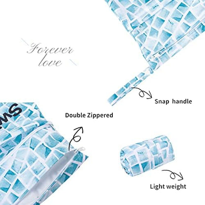 Alvababy wet dry bag showing two zippered compartments