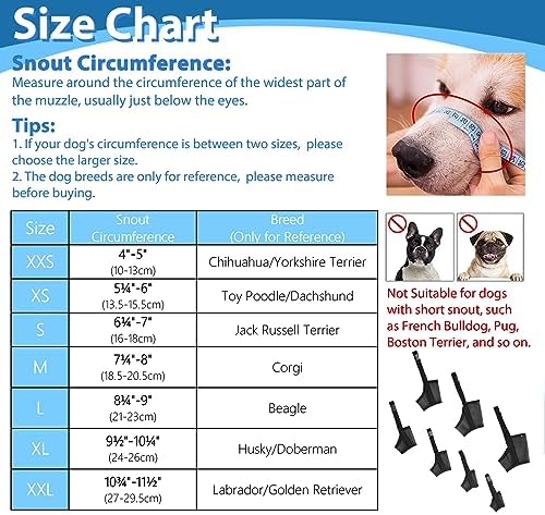 Variety of LuckyPaw muzzle sizes from XXS to XXL