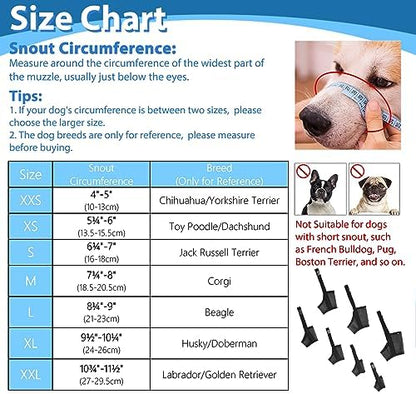 Variety of LuckyPaw muzzle sizes from XXS to XXL