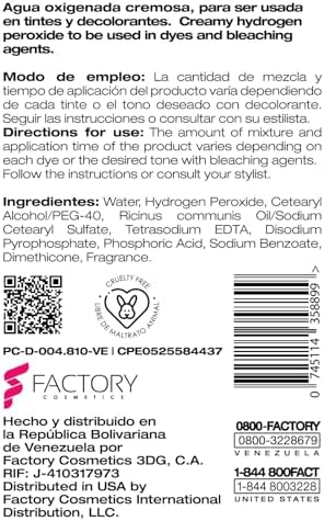 NK Professional Care 950 ml oxidizing cream label details