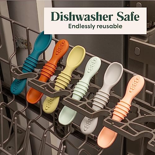 Simka Rose first stage baby spoon being cleaned in a dishwasher rack