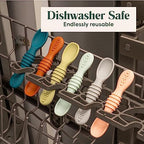Simka Rose first stage baby spoon being cleaned in a dishwasher rack