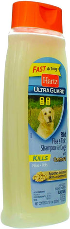 Hartz 18 ounce flea and tick oatmeal pet shampoo packaging details