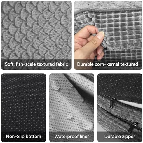 JOEJOY Orthopedic Dog Beds Large Sized Dog, XL Egg-Crate Memory Foam Pet Couch Bed with Bolster Sides, Waterproof Lining, Removable Washable Cover & Non-Slip Bottom, Grey - Image 6