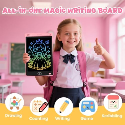 Two kids using Glochin 8.5 inch doodle boards together