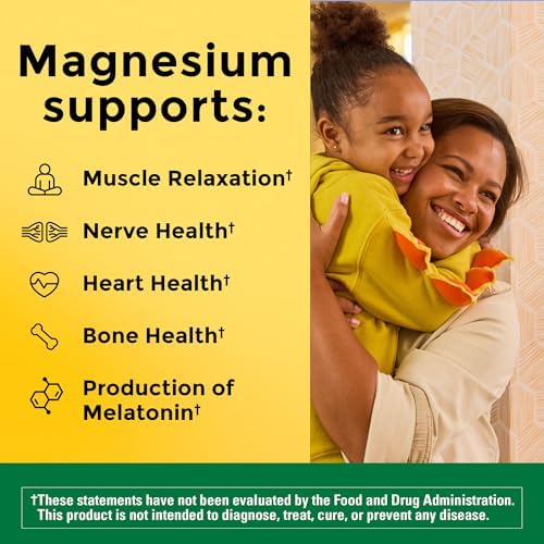 Easy to swallow authentic Nature Made magnesium pills showing smaller capsule size