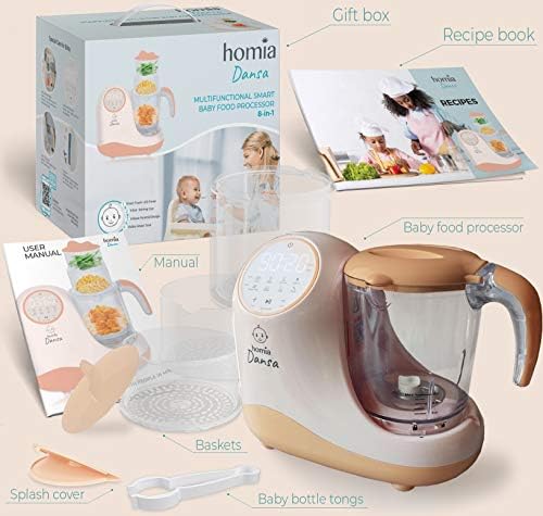 Homia compact baby food maker showing the secure lid lock and non slip base feet.