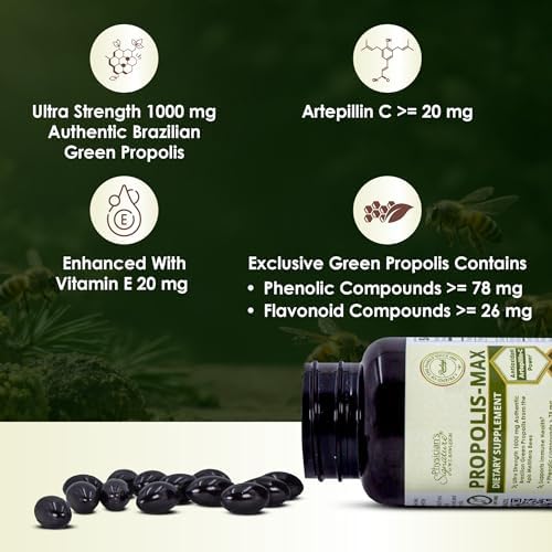 Rawleigh Brazilian Green Propolis dietary supplement showing supplement facts and ingredient profile.