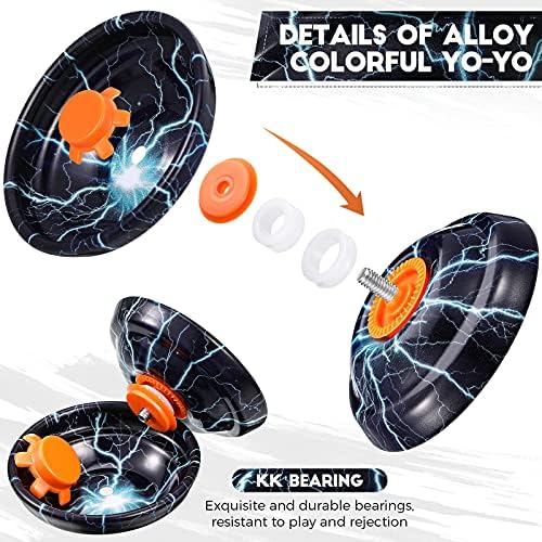 Set of four Chalyna yoyos showing different vibrant patterns