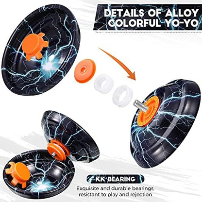 Set of four Chalyna yoyos showing different vibrant patterns