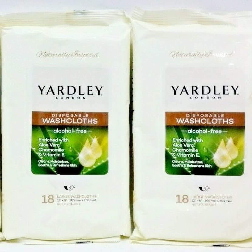 Yardley London Disposable Washcloths front packaging view showing thirty six total count