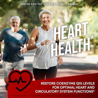 Premium imported USA heart health supplement softgels spilled next to bottle