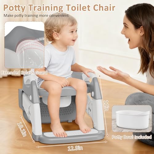 CandyHome compact folded toddler potty step stool next to toilet basin