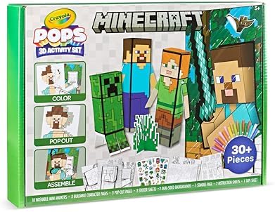 Crayola 3D Minecraft activity set showing washable markers and stickers.
